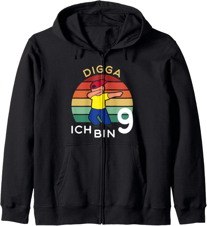 Dabbing Digga Cool Ich Bin 9 Jahre Deko Junge 9. Geburtstag Kapuzenjacke