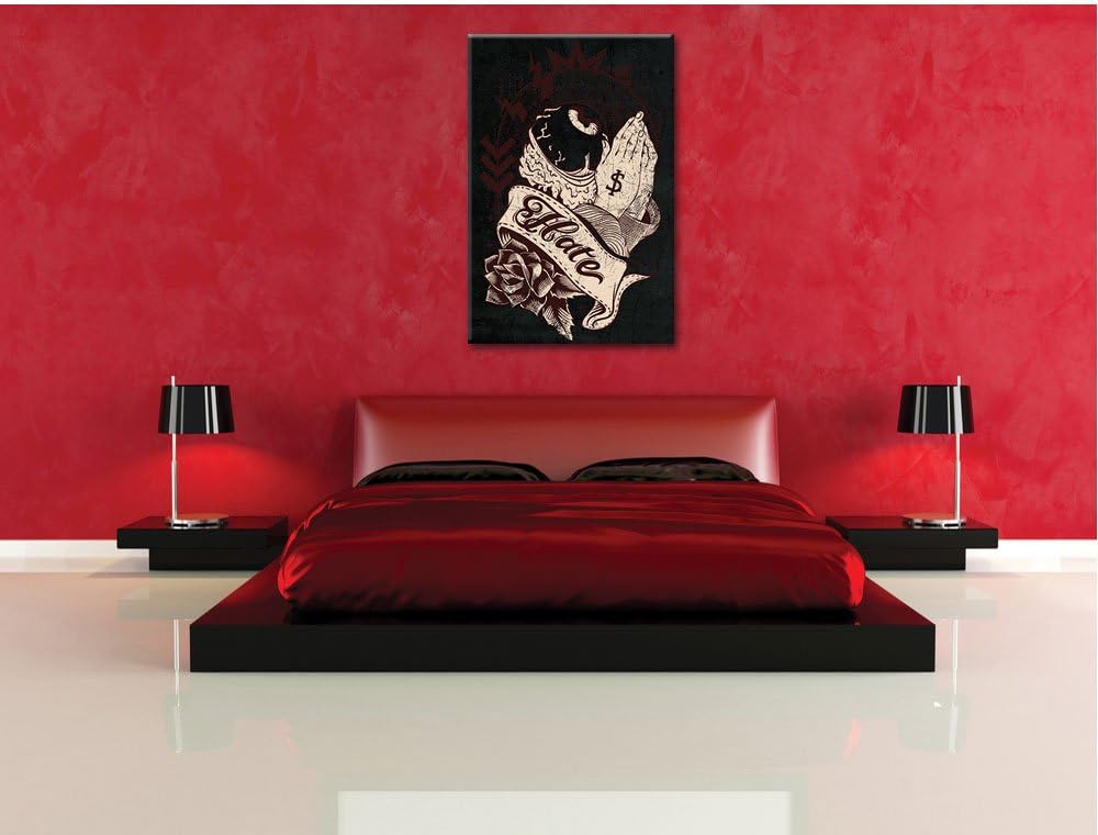 Dark Hate black Bild auf Leinwand, XXL riesige Bilder fertig gerahmt mit Keilrahmen, Kunstdruck auf