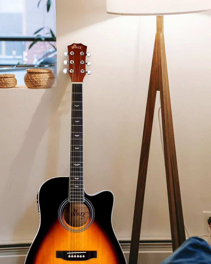 Winzz 4/4 Elektro-Akustische Gitarre, Westerngitarre Set Erwachsene Anfänger, Akustikgitarre 41 Zoll