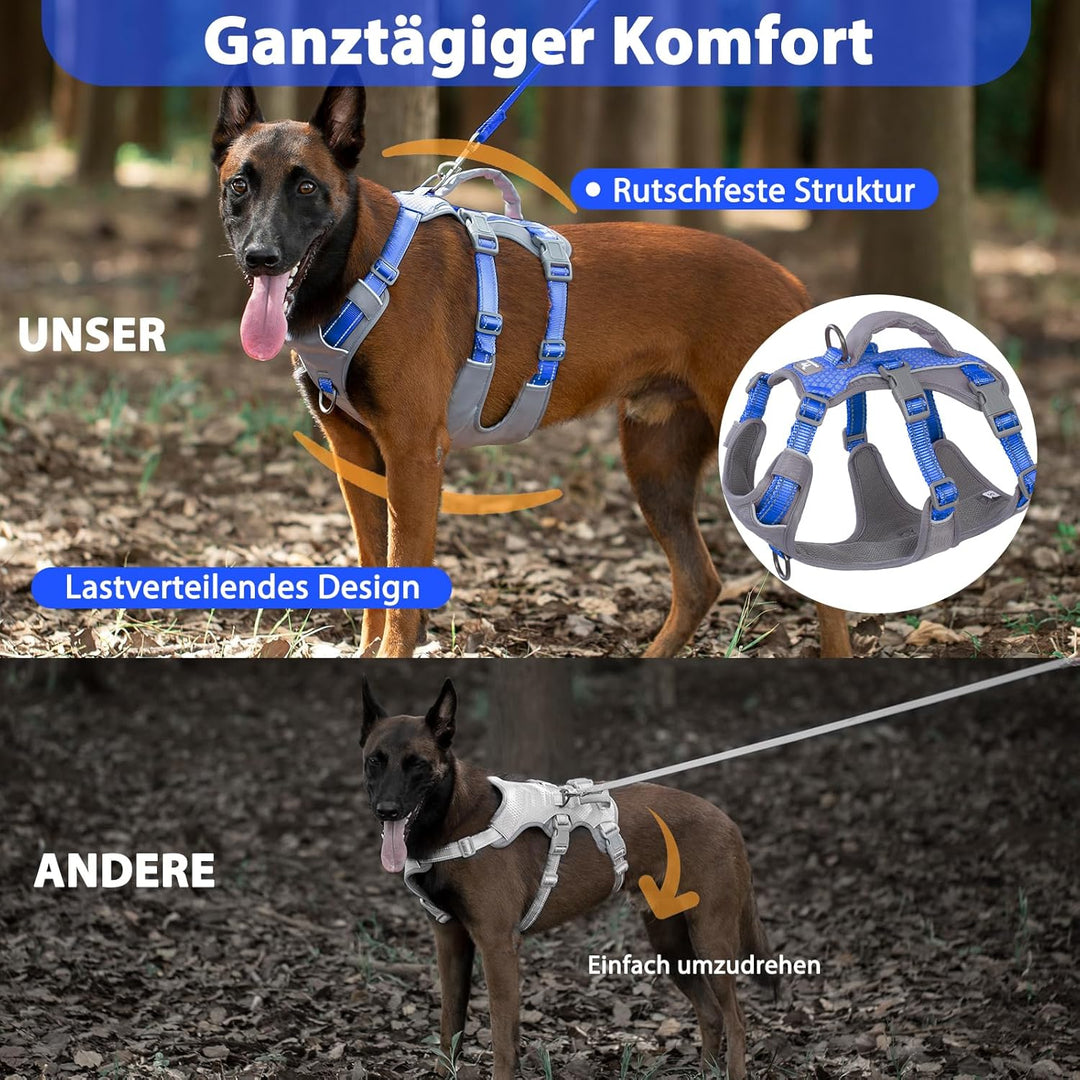 Huntboo Sicherheitsgeschirr Hund Ausbruchsicher, Panikgeschirr für Hunde, Reflektierendes Geschirr H