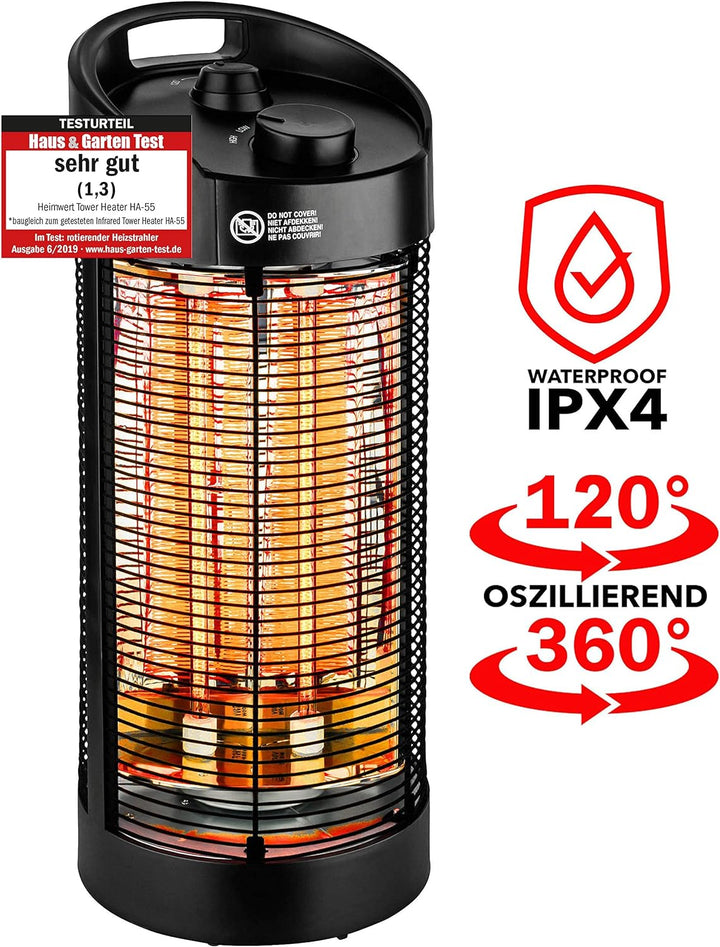 HEIMWERT Infrarot Heizstrahler, Infrarotheizung für Aussenbereich, Spritzwassergeschützt IPX4, Terra