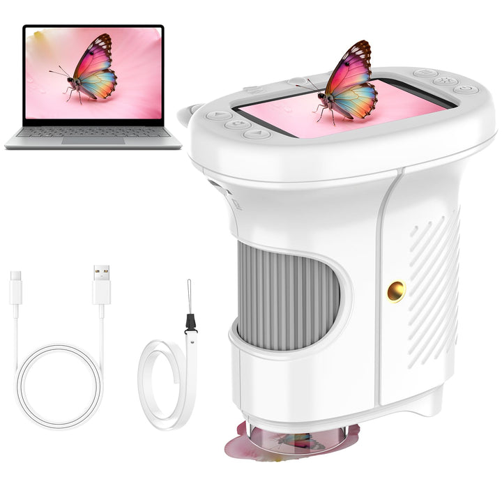 Handmikroskop für Kinder, 1000X Zoom Digitales USB-Mikroskope mit 2,4-Zoll-IPS-Bildschirm, Tragbare