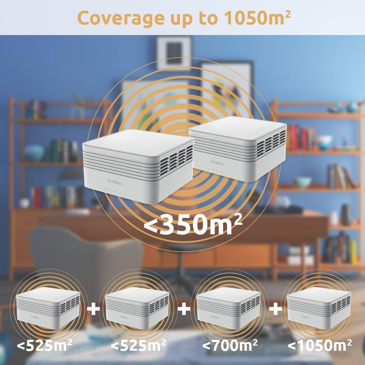 STRONG 3X Atria Wi-Fi Mesh AX3000 ADD-ON – Heimnetzwerk Erweiterung, WLAN Verstärker, Flächendeckend