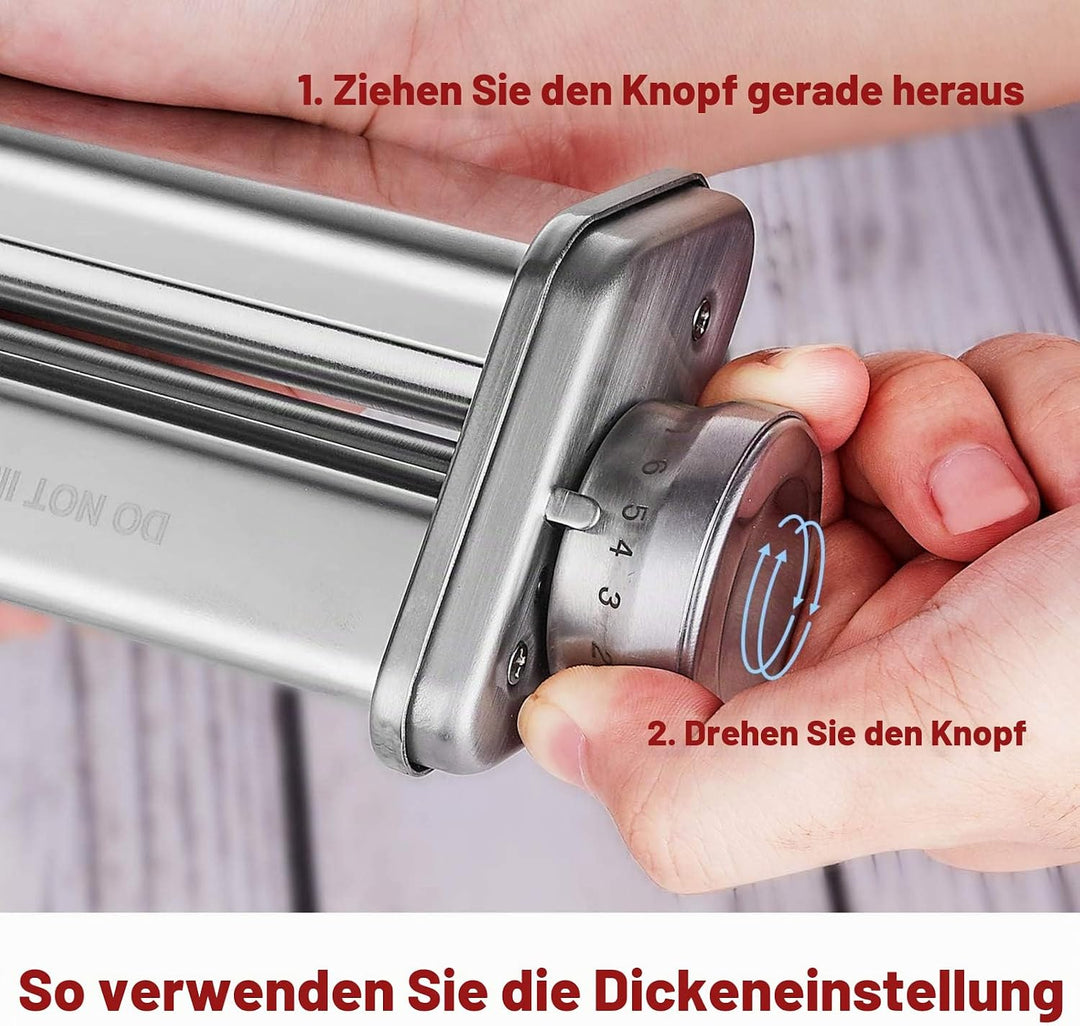 Nudelaufsatz für KitchenAid Standmixer mit Reinigungsbürste, inklusive Nudelblattwalze Spaghettischn
