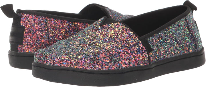 TOMS Mädchen Classic Alpargata Flacher Slipper 38 EU Schwarzer Grober Glitzer, 38 EU Schwarzer Grobe