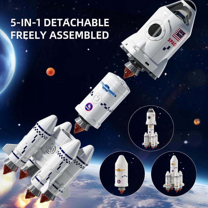 Doloowee Space Shuttle Rakete Spielzeug für Kinder,Wissenschaftliches Puzzlespiel mit Projektion,Wel