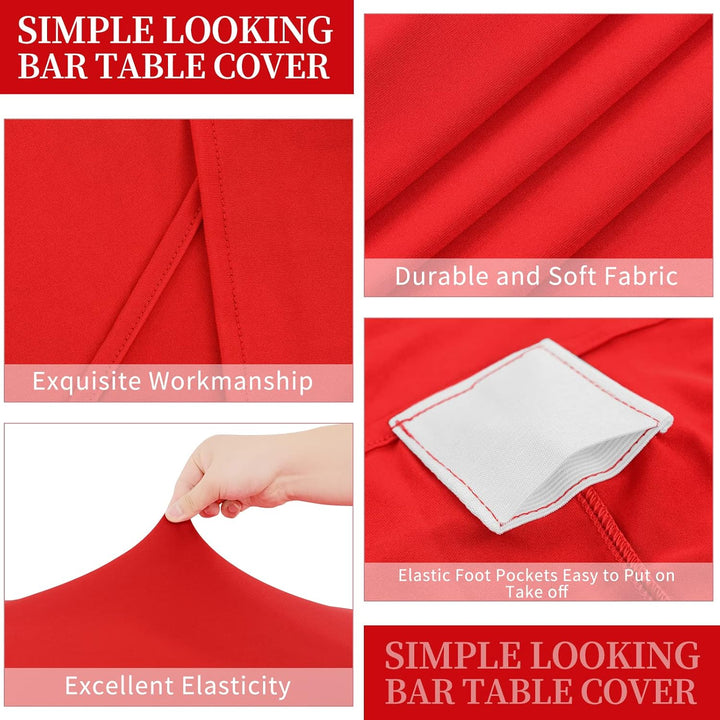 3 Stück Rot Stehtisch Hussen Stehtische, Stehtischhusse für Ø 80-85 cm Stehtische und Bistrotische,