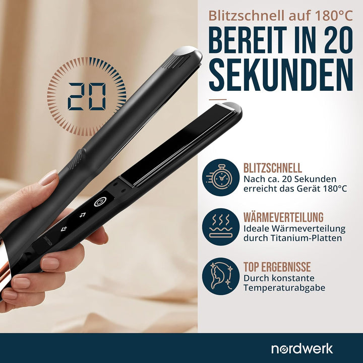 2-in-1 Glätteisen SafeGlide Touch [gegen Frizz &amp; Ziepen] | Haarglätter für Locken und Haare-Glätten