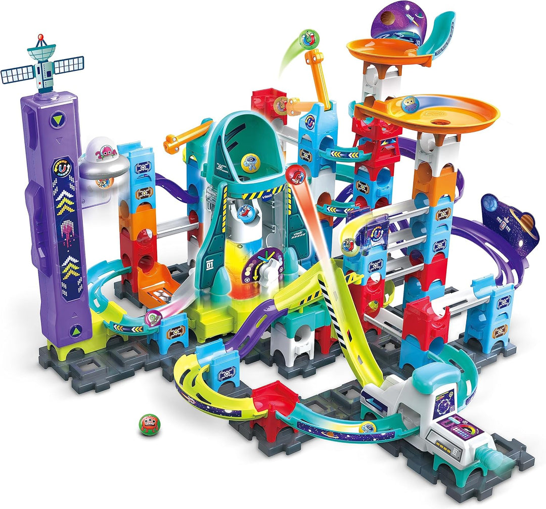 VTech Marble Rush - Space Magnetic Set XL300 E – Interaktive Murmelbahn mit spannenden Bahnelementen