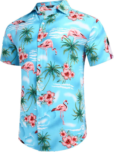 COOFANDY Herren Kurzarm Hemd Blumen Hawaiihemd und Shorts Set Floral Party Outfit Männer Button Down