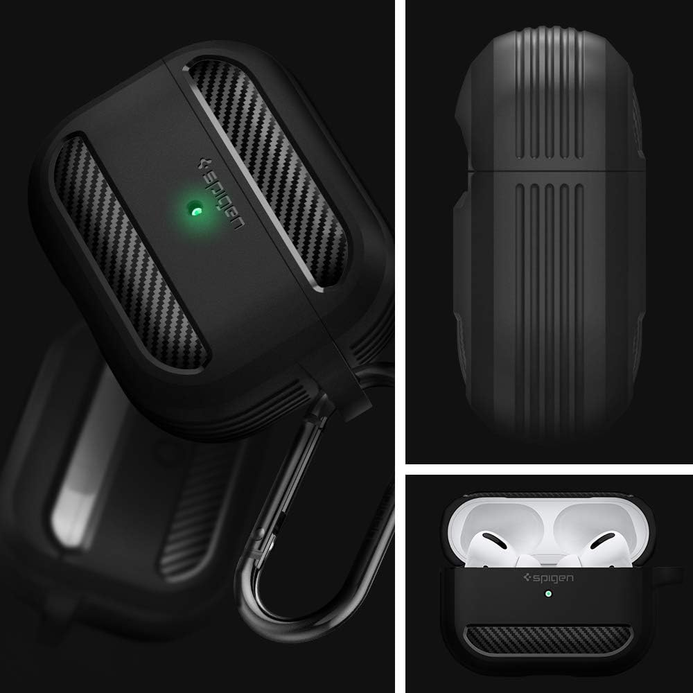 Spigen Rugged Armor Entwickelt für Apple Airpods Pro Hülle Case (2019) - Mattschwarz, Mattschwarz