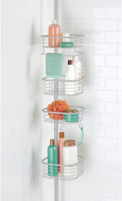 mDesign Duschregal ohne Bohren – praktischer Shower Caddy für die Ecke aus Metall und Kunststoff – a