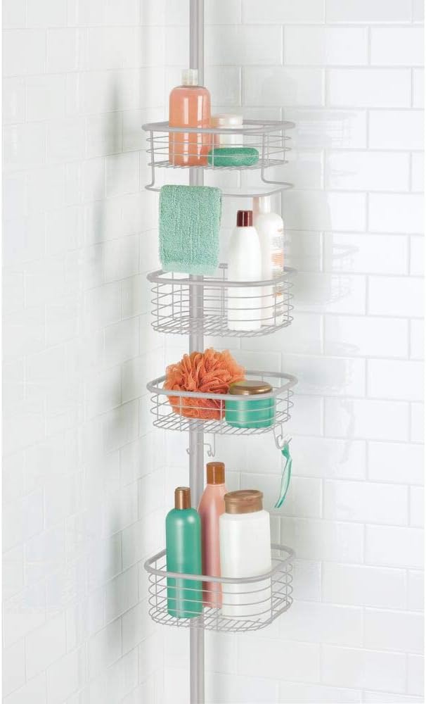 mDesign Duschregal ohne Bohren – praktischer Shower Caddy für die Ecke aus Metall und Kunststoff – a