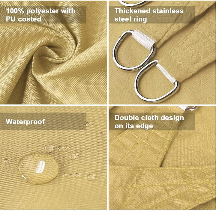 Dripex Sonnensegel wasserdicht Sonnenschutz Set 4X6 m inkl Befestigungsseile Rechteckig Polyester Im
