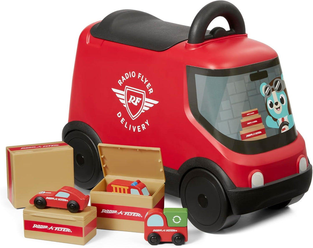 Radio Flyer Ride & Deliver Truck, rotes Rutschfahrzeug für Kleinkinder ab 2 Jahren