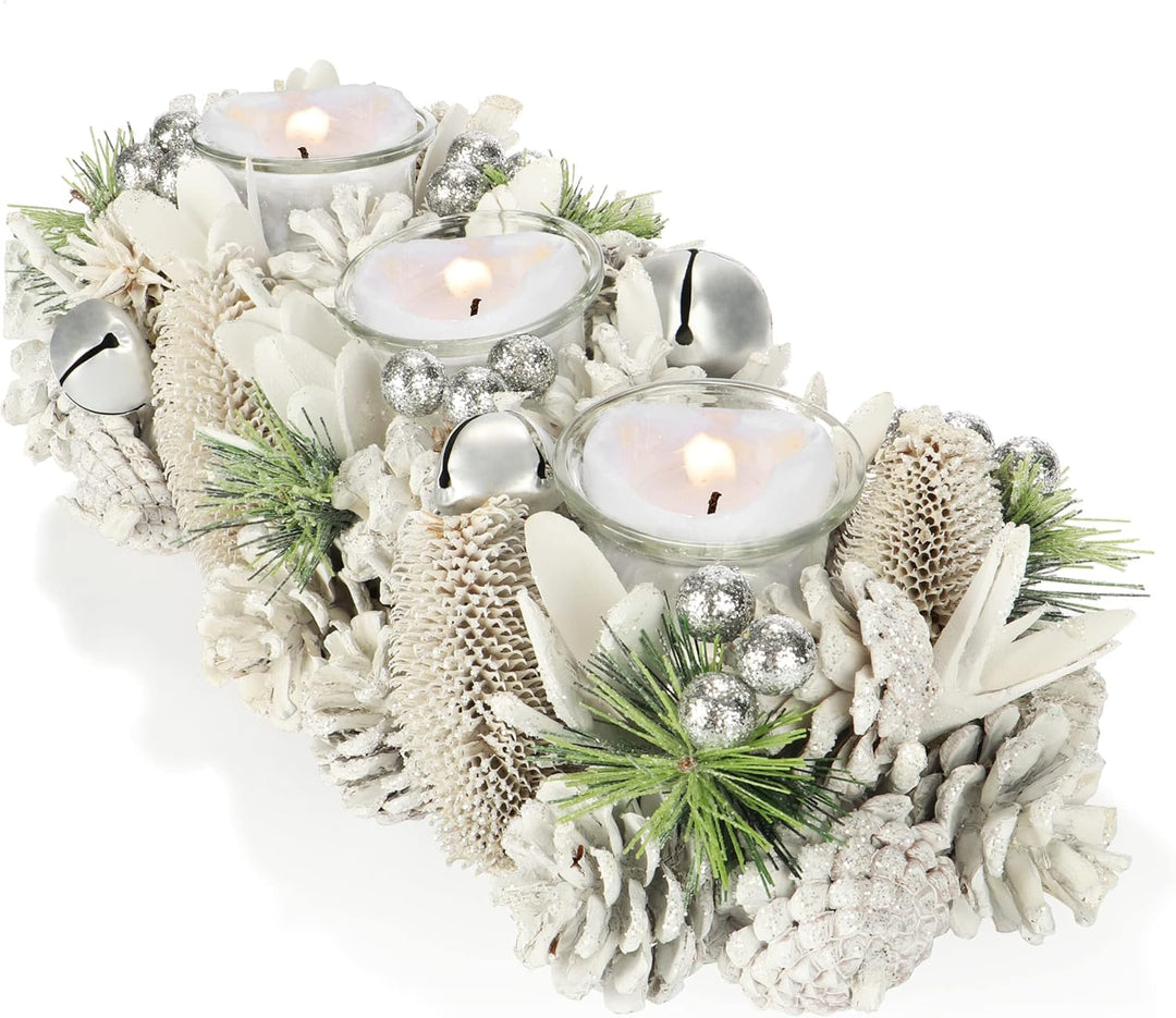 com-four® Teelichthalter - dekorativer Kerzenständer für Weihnachten und Herbst - Kerzenhalter mit n