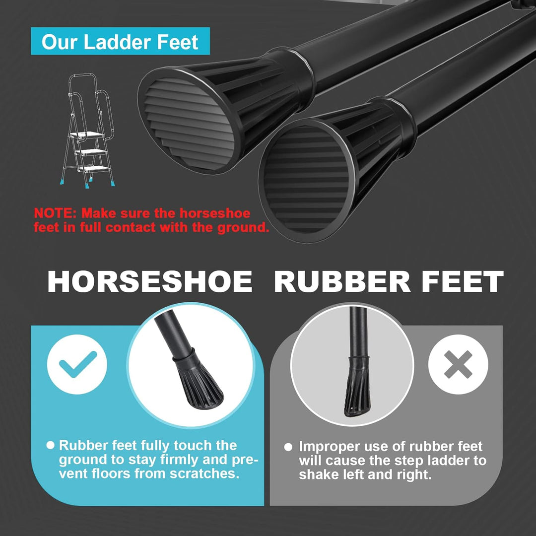 HBTower Leiter 4 Stufen, Trittleiter mit Handläufen, klappbarer Tritthocker mit ansteckbarer Werkzeu