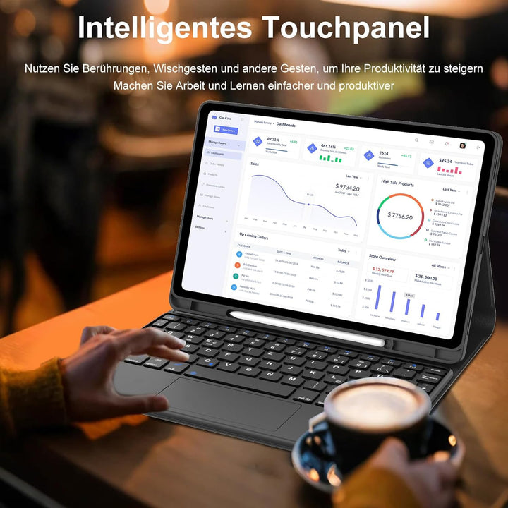Trackpad Tastatur für Samsung Galaxy Tab S10 Lite AI Tablet 10.9" 2025/S10 FE, Kabellose Abnehmbarer