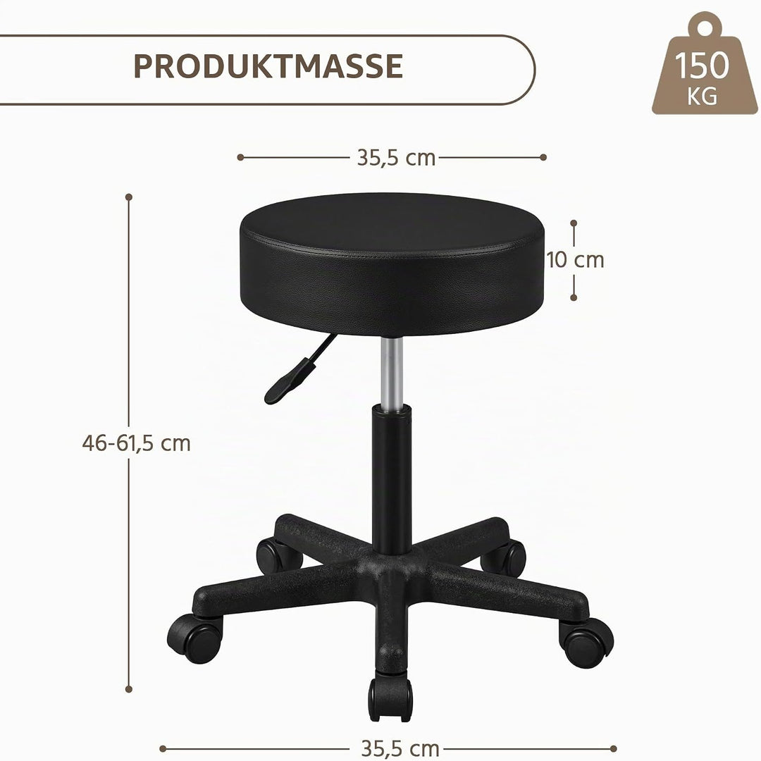 Yaheetech Rollhocker höhenverstellbar,Arbeitshocker Bürohocker 360° drehbar mit Rollen,Hocker Drehho