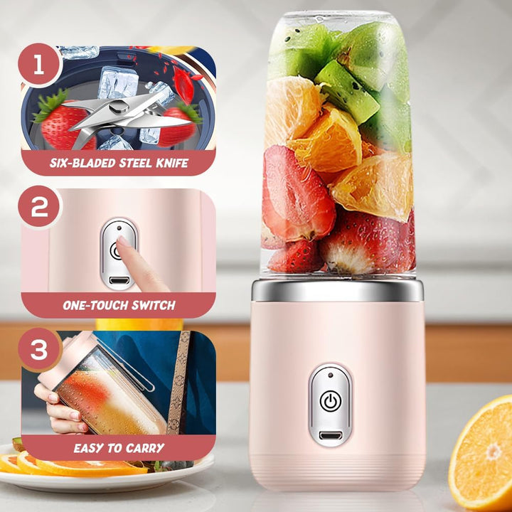 Tragbarer Mixer, 400ML Portable Blender mit Ersatzbecher, USB Wiederaufladbar Mixer Smoothie Maker t