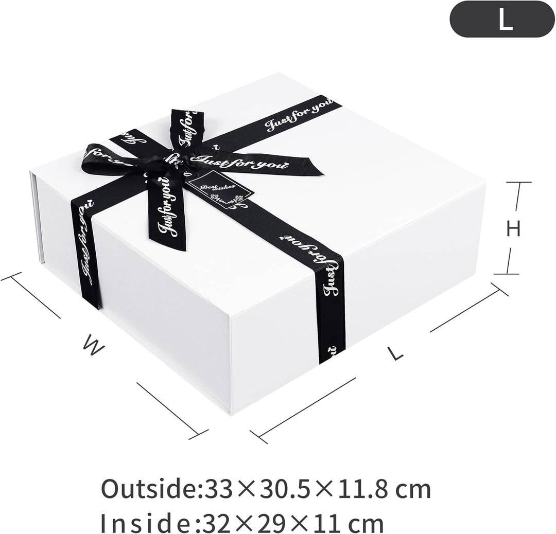 JiaWei Geschenkbox 33 x 31 x 11,5 cm Gross, Geschenkkarton mit Magnetisch Deckel &amp; Kreuzförmige Schl