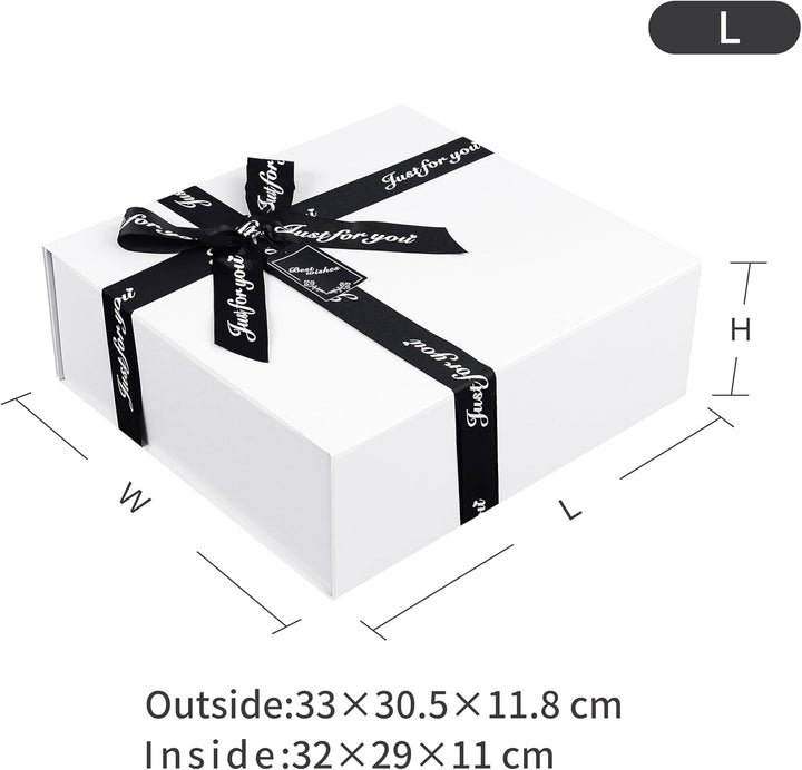 JiaWei Geschenkbox 33 x 31 x 11,5 cm Gross, Geschenkkarton mit Magnetisch Deckel &amp; Kreuzförmige Schl