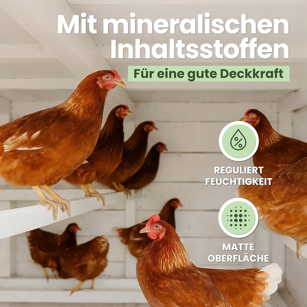 Bundle - 2 kg Eimer Einstreu für Hühner &amp; 1,5 kg Eimer Kalkfarbe weiss - Gemahlene Mineralien zur Ve