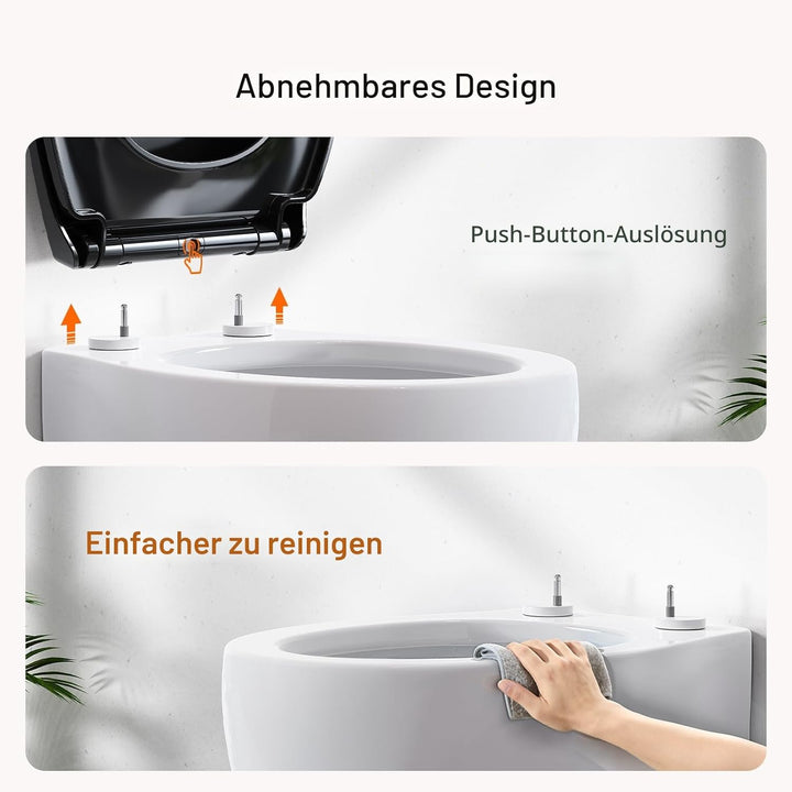 Pipishell WC-Sitz mit Absenkautomatik, WC-Sitz mit Schnellverschluss für einfache Reinigung, einfach
