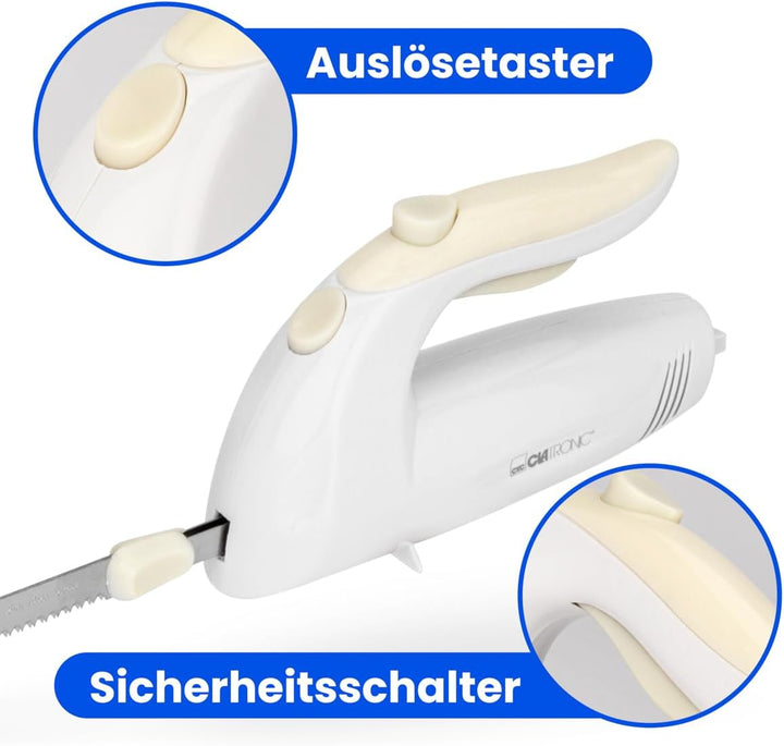 Clatronic Elektromesser, Messer, elektrisches Messer mit spülmaschinenfester spezialgezahnten Edelst