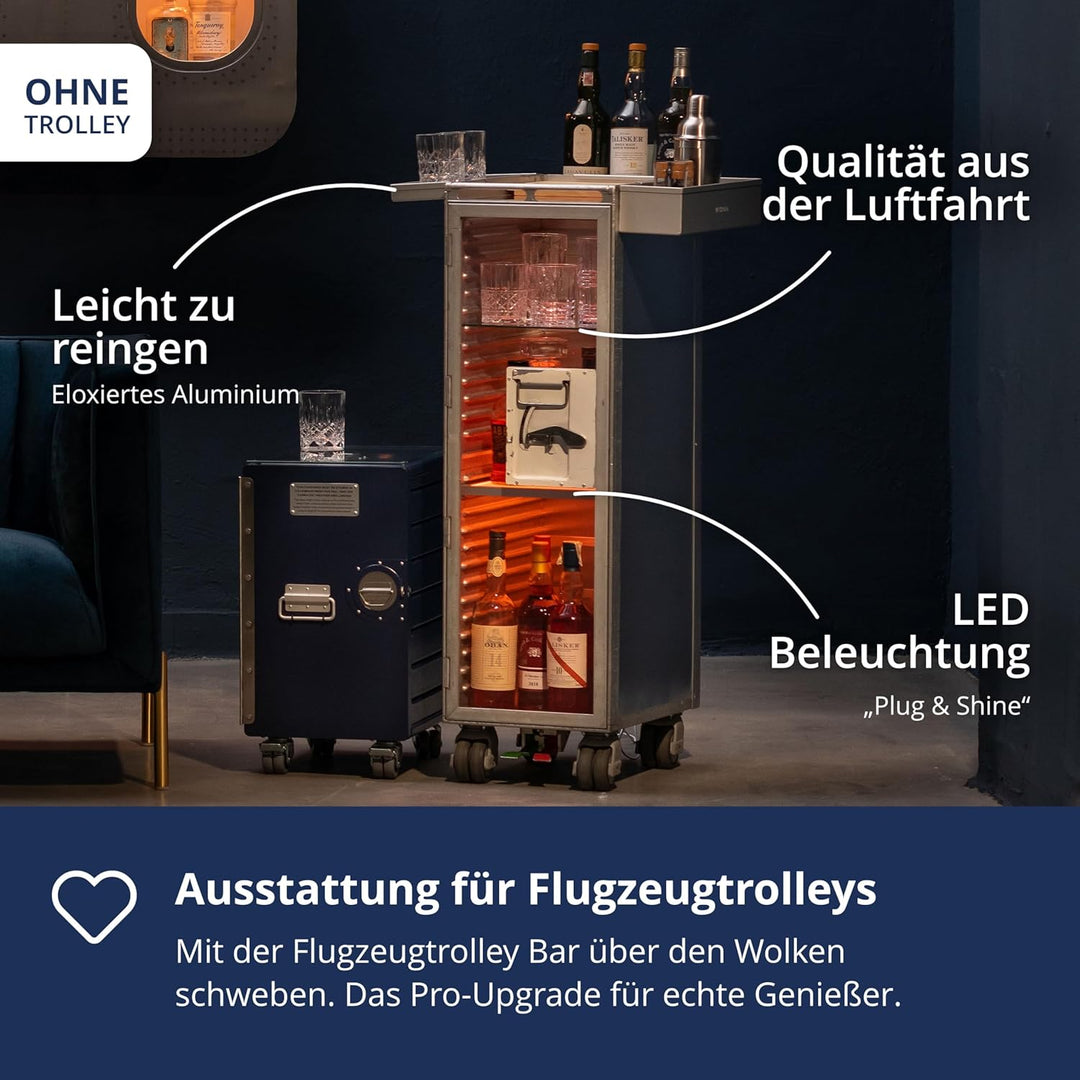 Ausstattungspaket für Flugzeugtrolleys und Airline Trolleys, Bar inkl. Sideboxen, KSSU-Norm Aluminiu