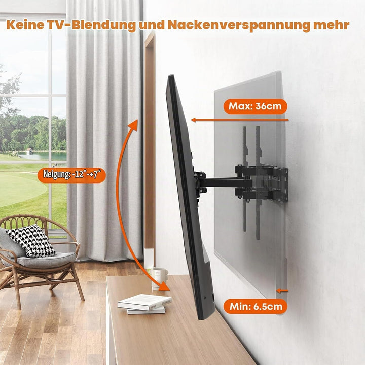 TV Wandhalterung, Schwenkbare Neigbare TV Halterung für 32-70 Zoll bis zu 50kg, Wandhalterung Fernse