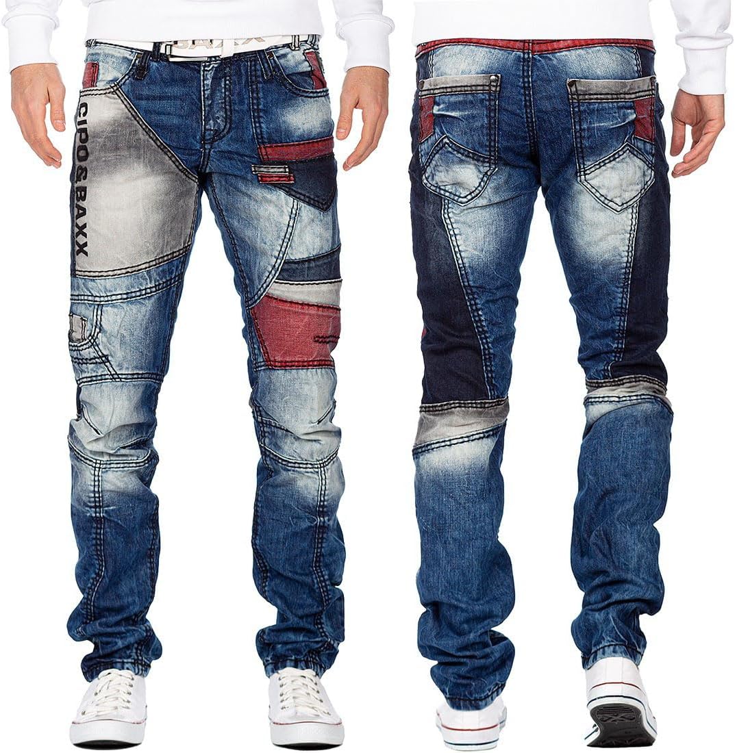 Cipo &amp; Baxx Herren Jeans – Stylische Denim-Mode mit einzigartigem Design | hohem markanten Details |