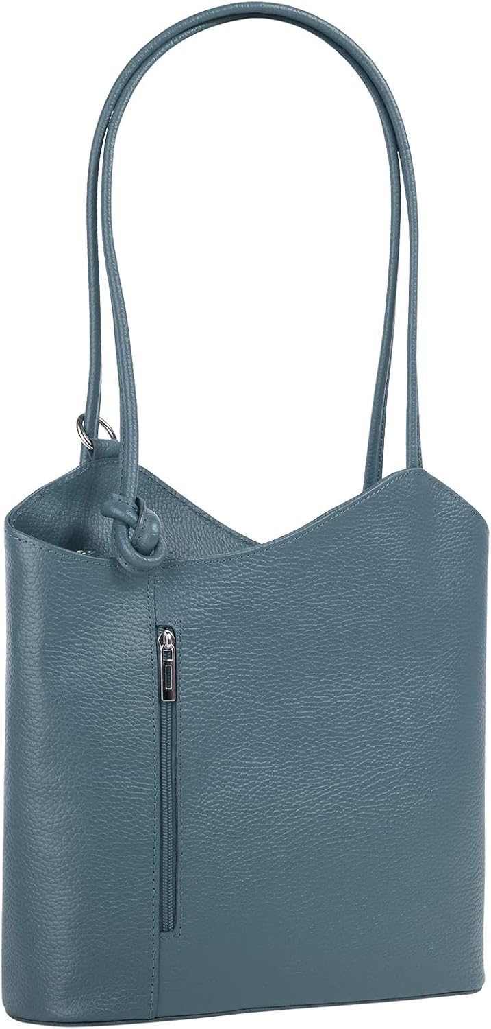 Cluty Shopper Rucksack Kombination Echt Leder Damen | | 016715 Hellblau, Hellblau