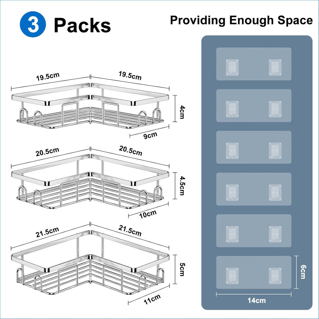 Duschablage Ohne Bohren Ecke, Duschregal aus Edelstahl SUS304, Badezimmer Regal Organizer, Shampoo D