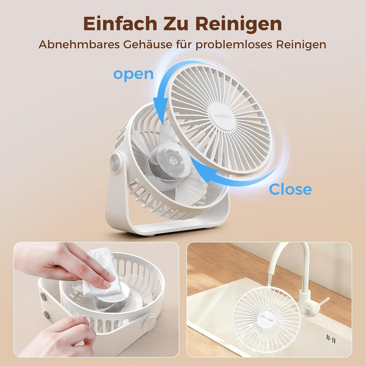 TriPole USB Tischventilator, 3 Geschwindigkeiten Starker Wind, 360° Rotation Persönlicher Ventilator