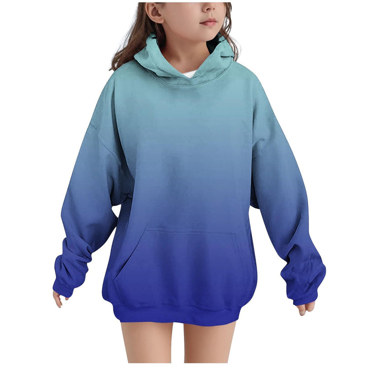 Hoodie Mädchen Oversize Kapuzenpullover Farbverlauf Mode Sweatshirt Casual Pullover mit Kapuze Tasch