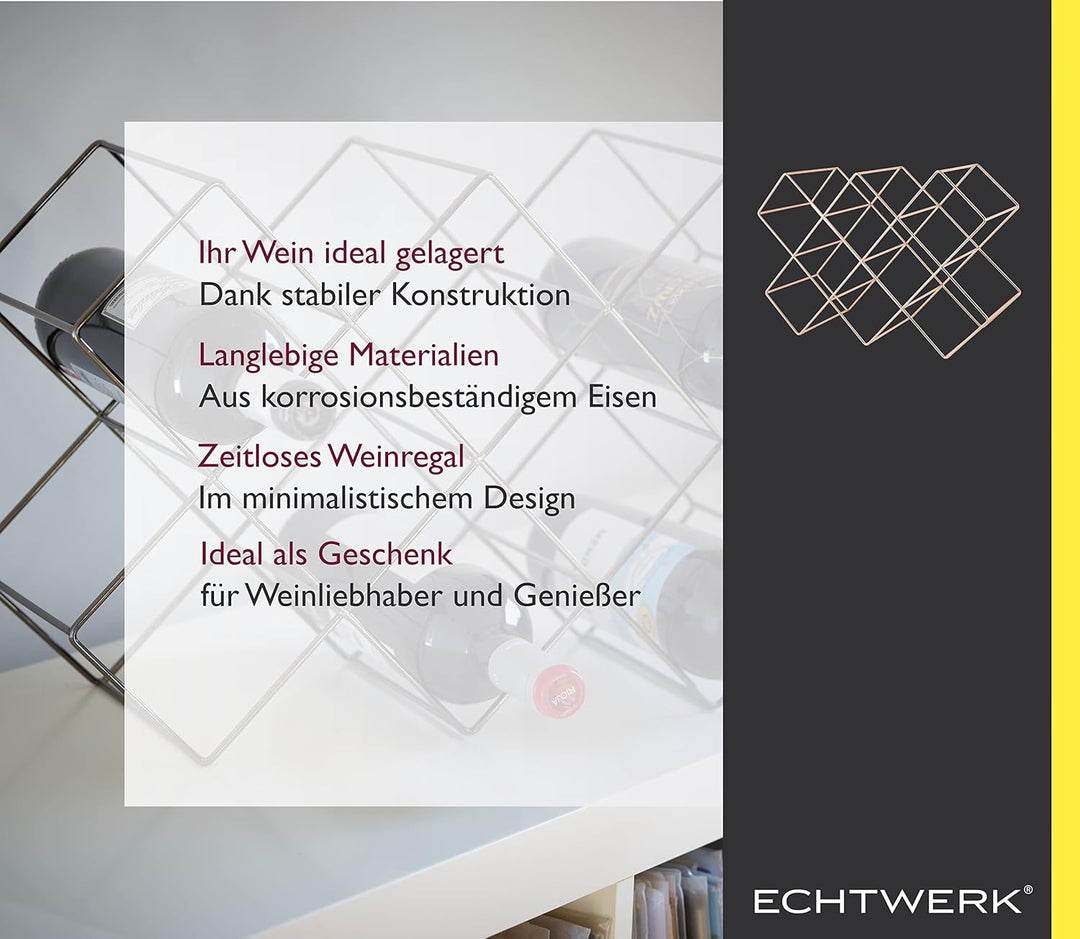 ECHTWERK Weinregal für bis zu 8 Flaschen, Flaschenregal freistehend, Weinflaschenhalter, Weinlagerun
