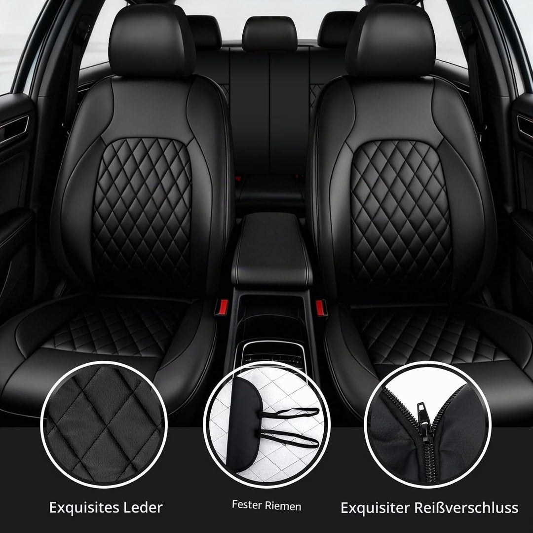 9 Stück Leder Autositzbezüge Sets,Wasserdichtes Sitzbezüge Auto Komplettset,Wasserdicht Vordersitze