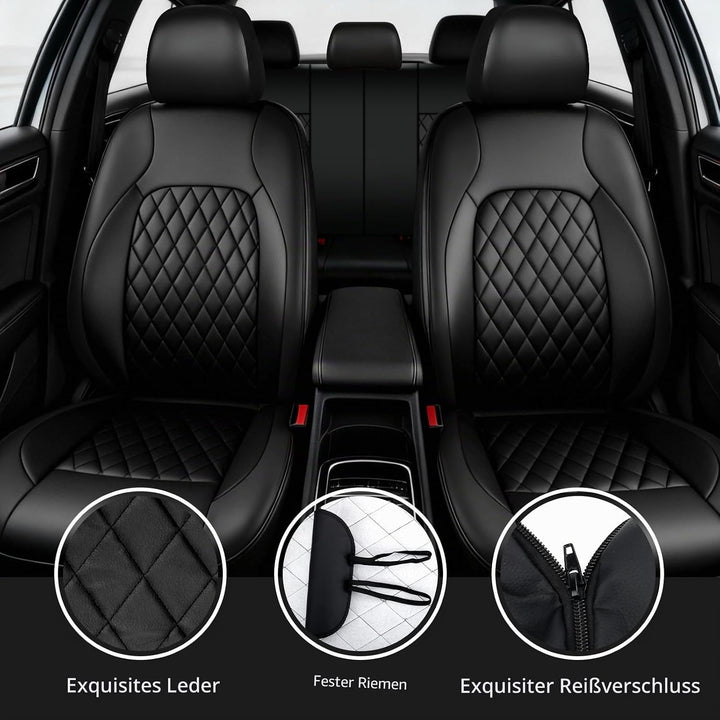 9 Stück Leder Autositzbezüge Sets,Wasserdichtes Sitzbezüge Auto Komplettset,Wasserdicht Vordersitze