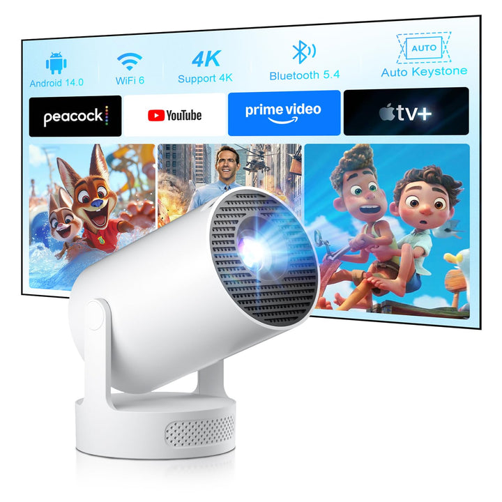 Salange Mini Beamer 4K Unterstützt,Smart Projektor 4K FHD 1080P Unterstützt Android 11.0,Beamer Hand