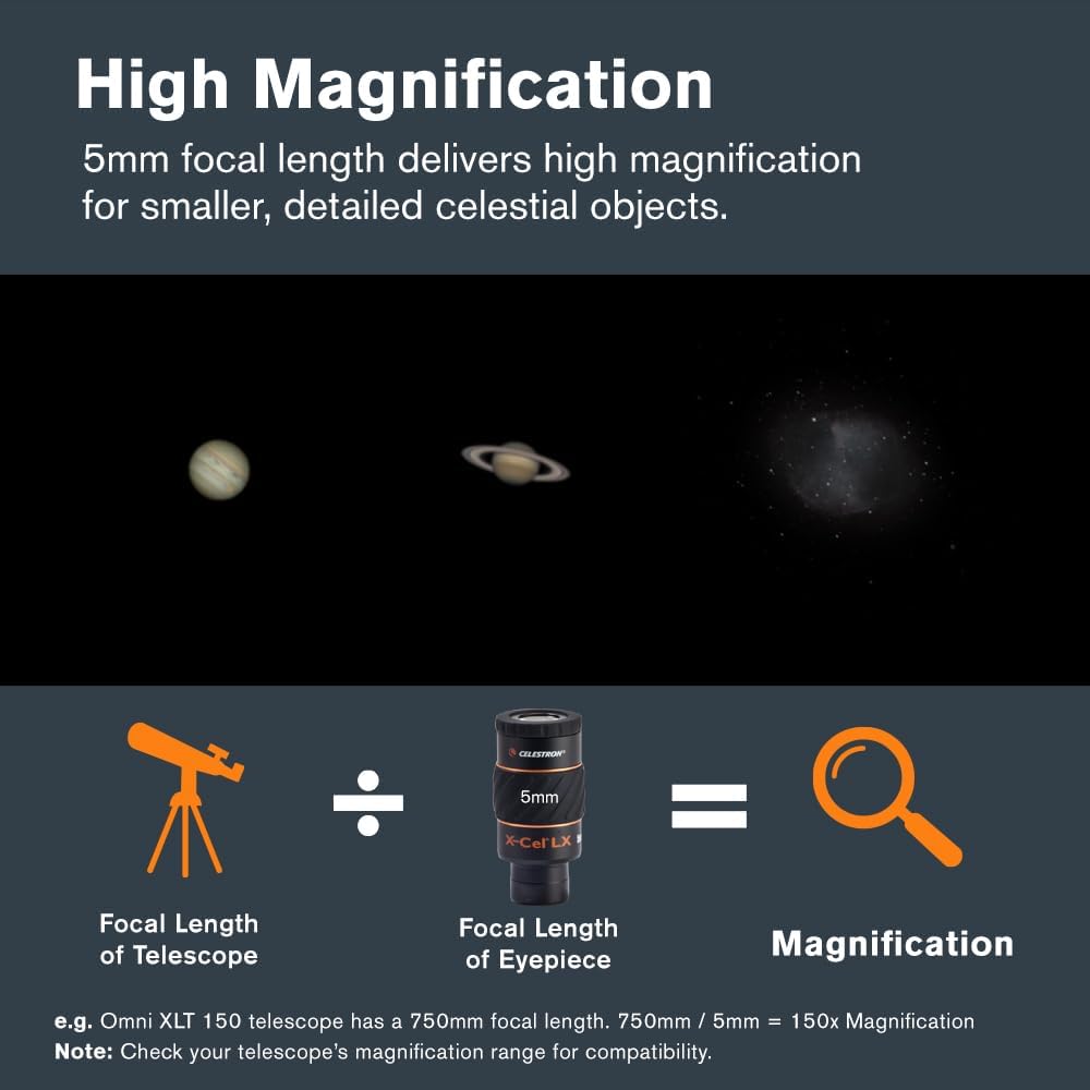 Celestron X-Cel LX Serie – 1,25'' Okular, 5 mm, 5 mm