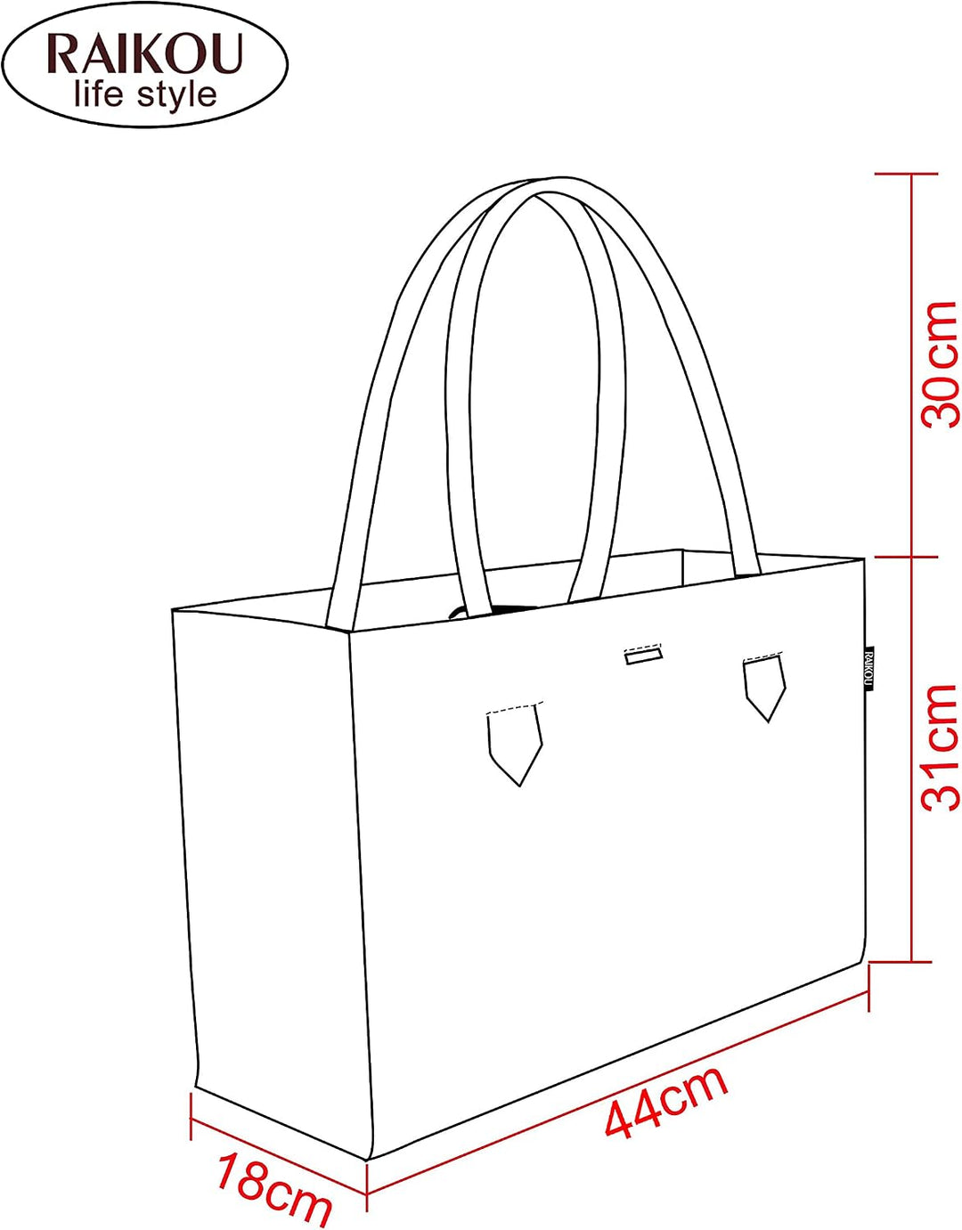 RAIKOU KULT Filz Tasche Shopper; in neuem Design; Filzkorb Einkaufstasche Henkeltasche Zeitungskorb