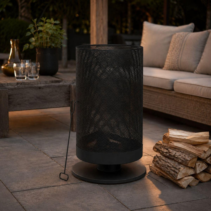 BBQ Collection Outdoor Feuerkorb - mit Funkenschutz - Inkl. Schürhaken - Elegantes und Luxuriöses Au