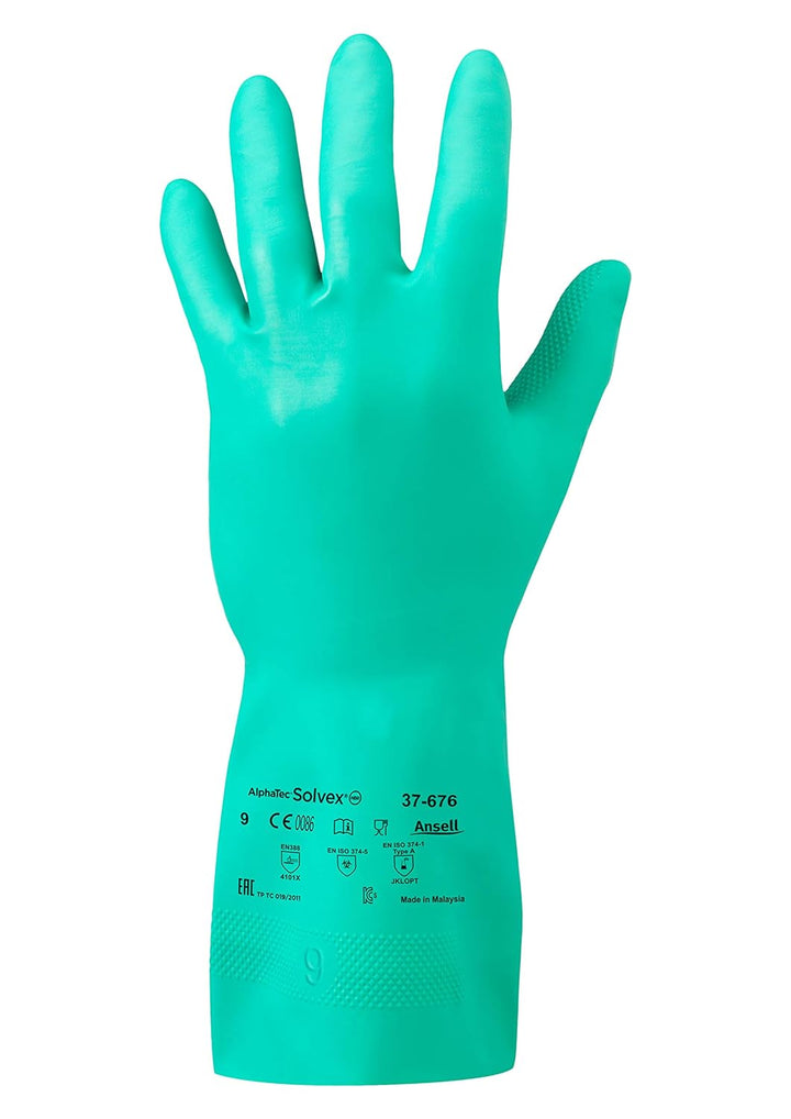 Ansell AlphaTec 37-676 Nitril-Handschuhe, Chemikalien- und Flüssigkeitsschutz, Grün, Grösse 9 (12 Pa