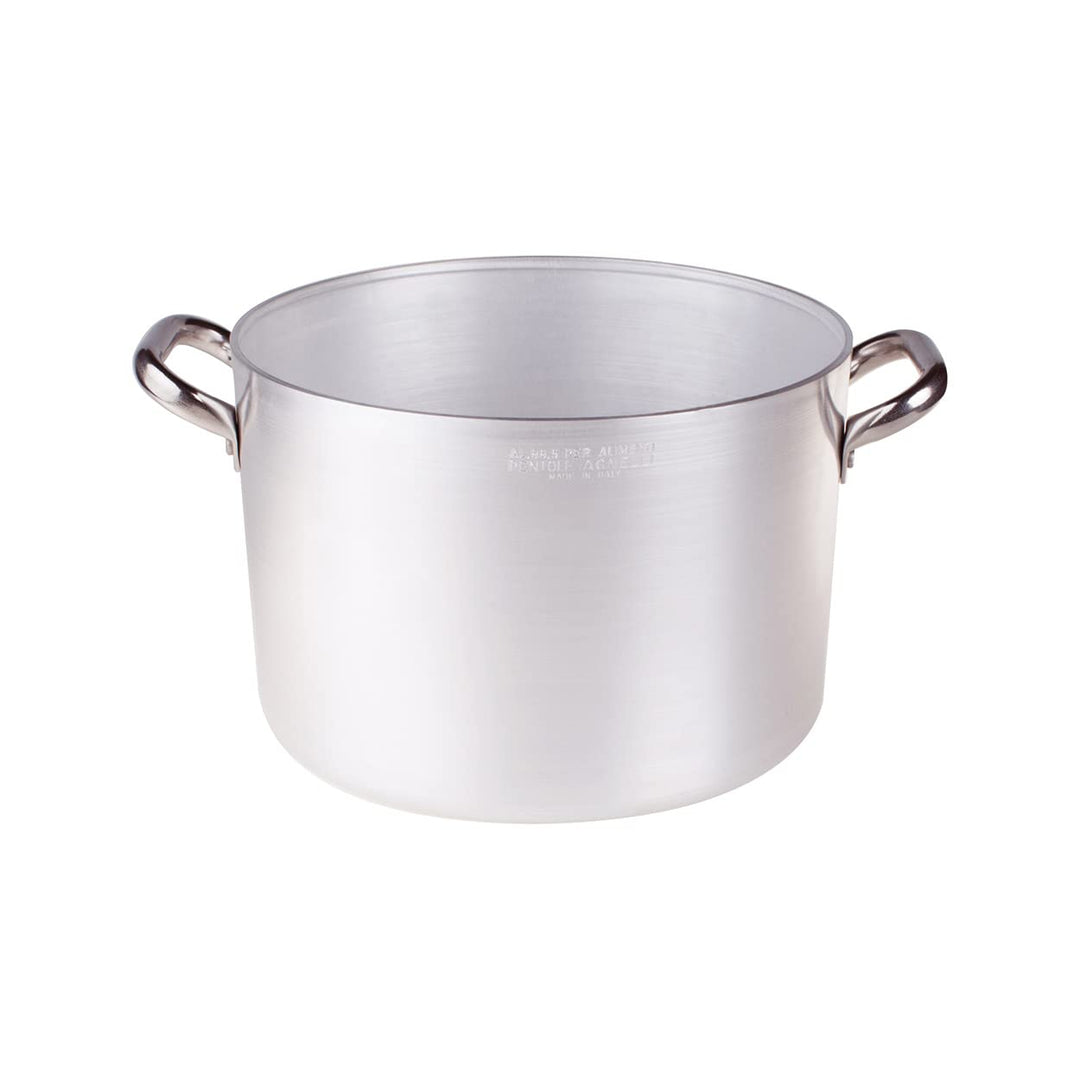 Pentole Agnelli Kasserolle Hohe aus Aluminium, mit 2 Griffen aus Edelstahl, Silber 26 cm Silber/schw