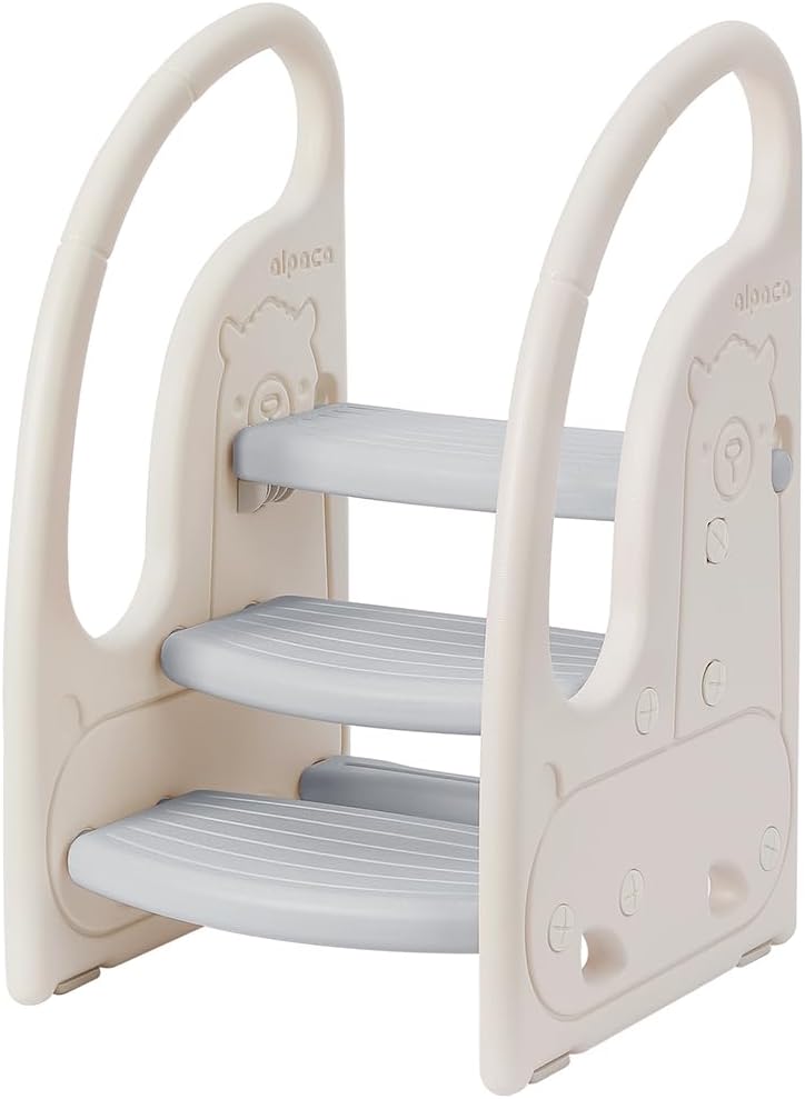 Onasti Tritthocker für Kinder, Dreistufiger Höhenverstellbar Tritt-Schemel Kinderschemel für Baby, B