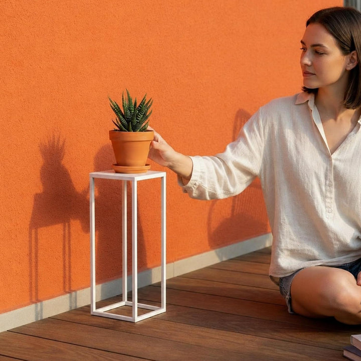 DanDiBo Blumenhocker Metall Weiss Eckig 50 - 70 cm Blumenständer Beistelltisch 96482 Blumensäule Mod