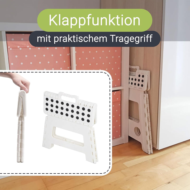 ZOLLNER Tritthocker faltbar - Klapphocker für Kinder und Erwachsene bis 120kg - Anti-Rutsch-Beschich