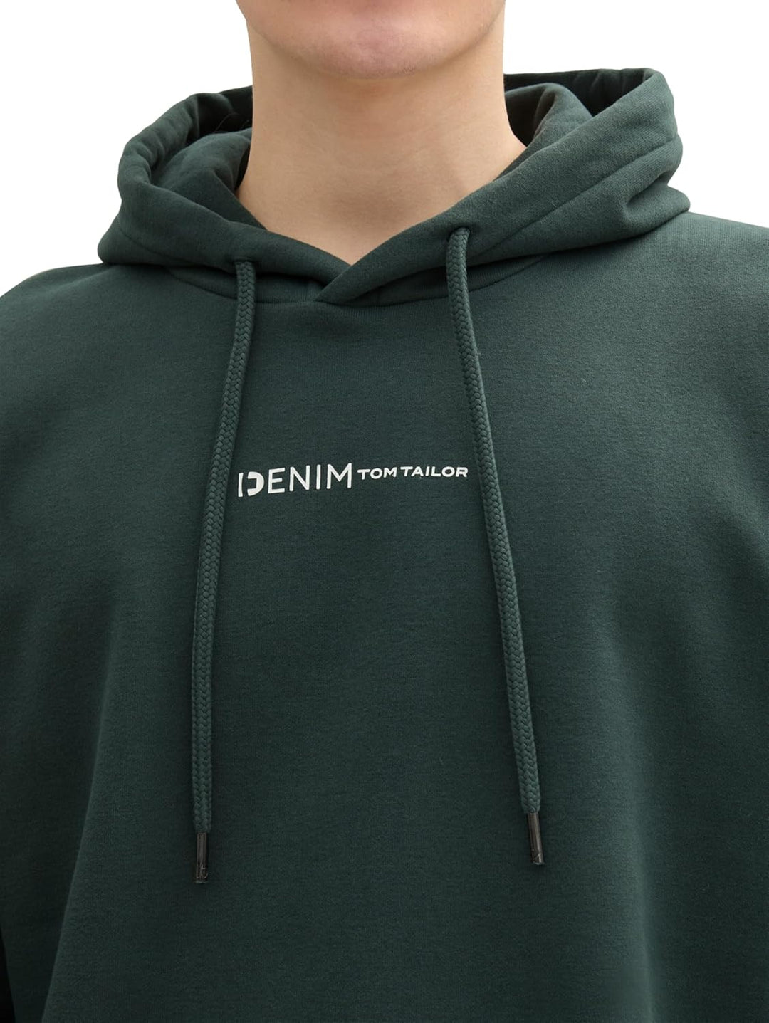 TOM TAILOR Denim Herren Hoodie Sweatshirt mit Logo-Print S 10362 - Dark Gable Green, S 10362 - Dark