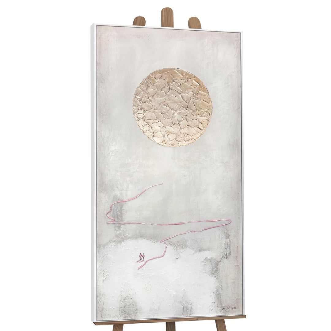 YS-Art Abstrakt Acryl Gemälde auf Leinwand mit Rahmen Weg zur Sonne handgemalt Wandbilder Wohnzimmer